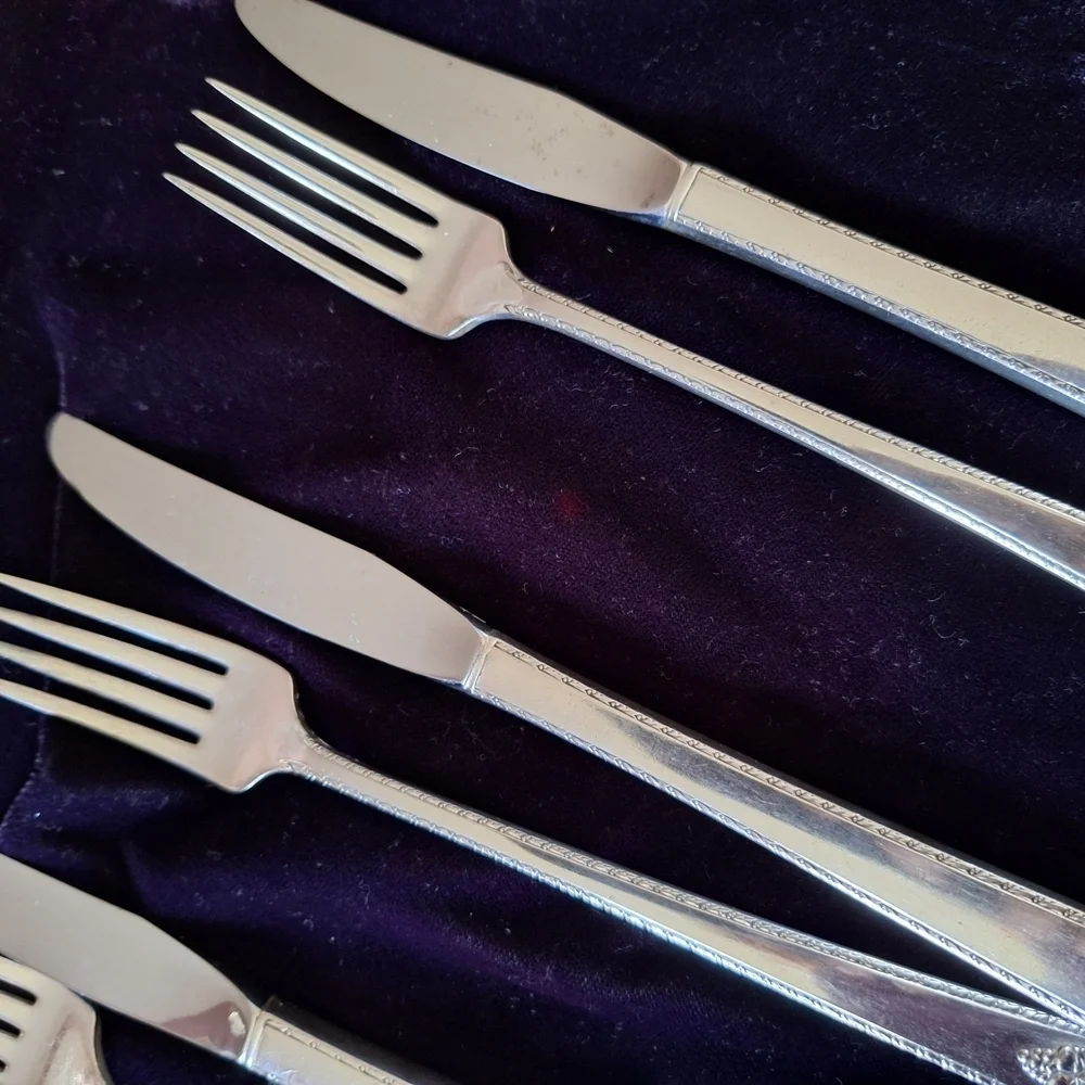 Prestige Silver Plate Vintage Prestine Forks and Knife  Set Lot 2